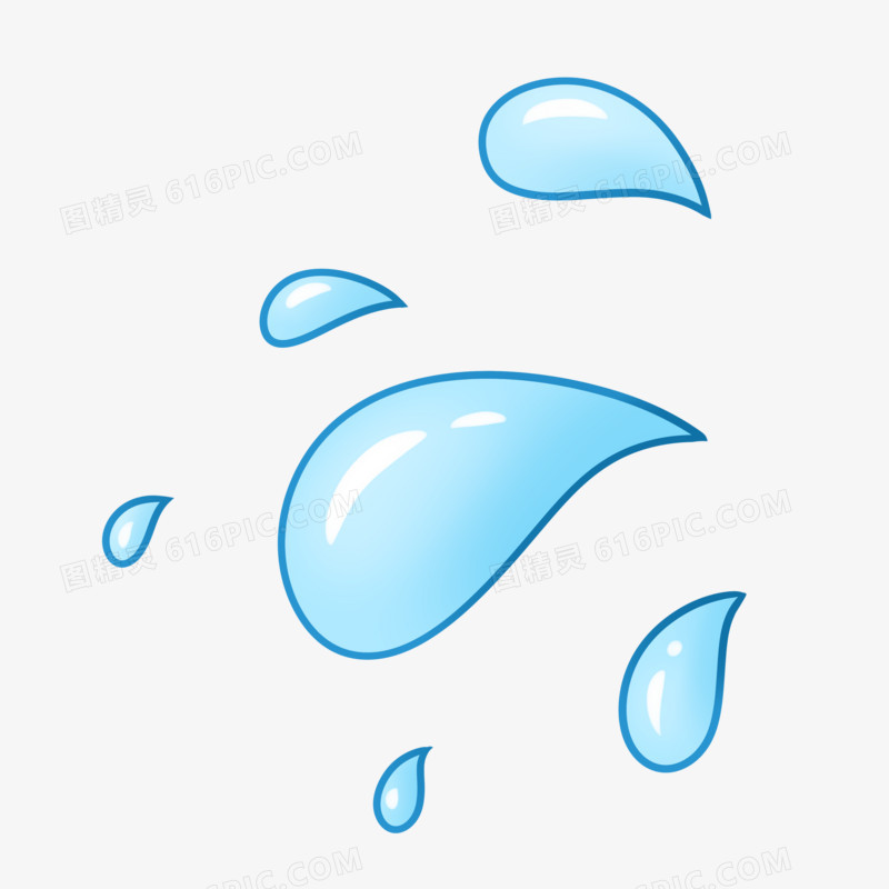 蓝色卡通风格水滴雨滴汗珠子装饰元素