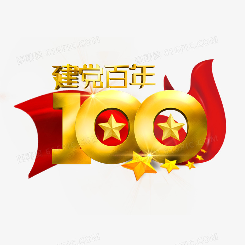 建党百年金色立体中国风党政艺术字