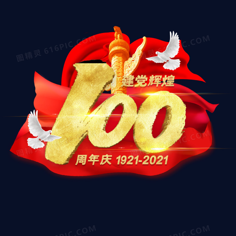 建党辉煌100周年金色荣耀艺术字