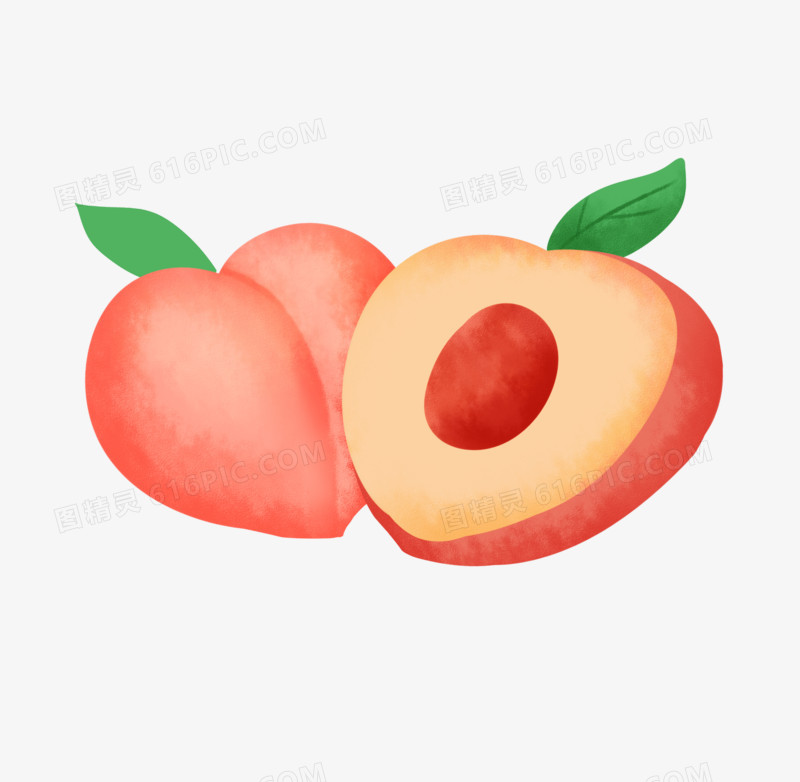 手绘卡通夏季水果桃子免抠素材