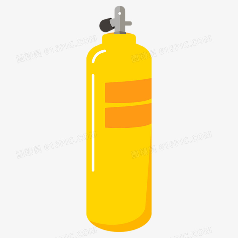 扁平风格黄色氧气瓶矢量元素