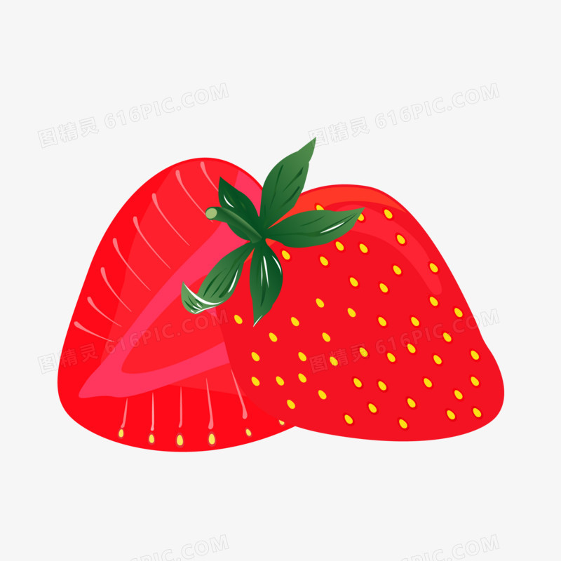 手绘夏季水果草莓素材