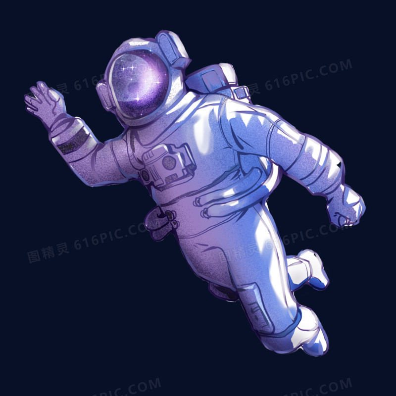 手绘插画风太空中的宇航员免抠元素