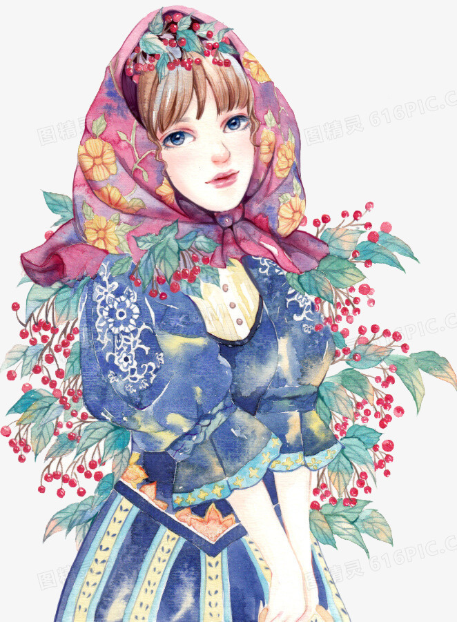 小清新少女手绘插画