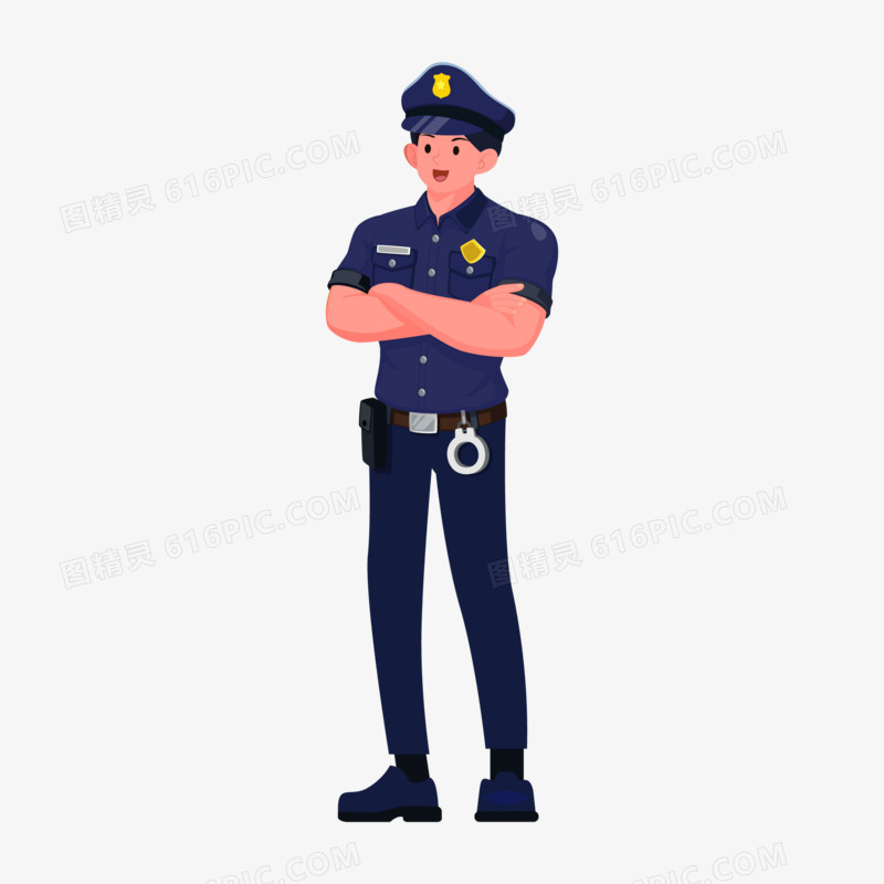 卡通手绘警察形象元素