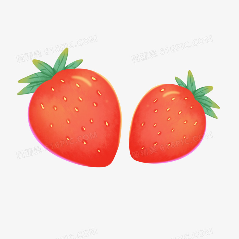 手绘卡通夏季草莓免抠素材