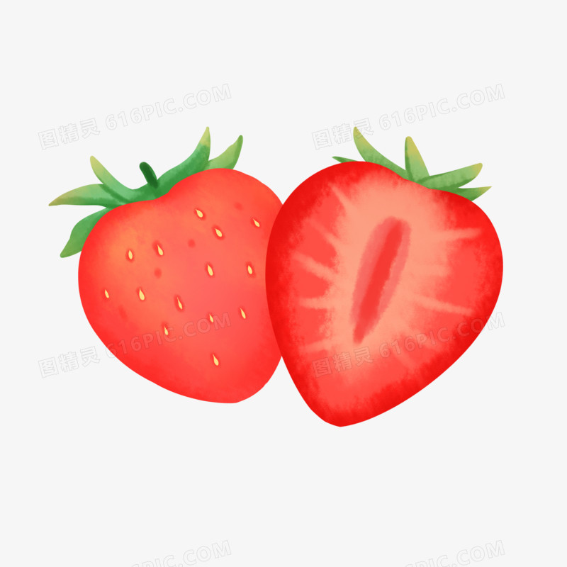 手绘卡通夏季水果草莓免抠素材