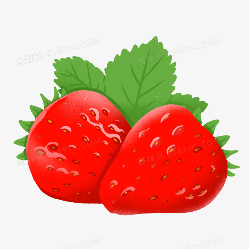 手绘插画夏季水果草莓免抠素材