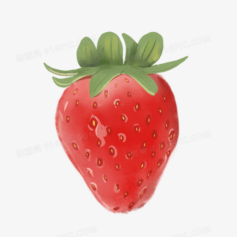 手绘红色水彩风草莓元素