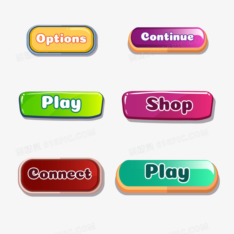 一组手绘游戏界面按钮图标合集元素
