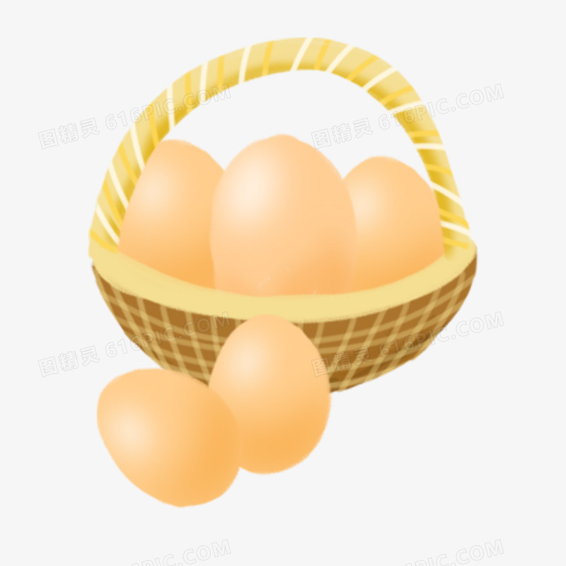 卡通手绘篮子鸡蛋元素