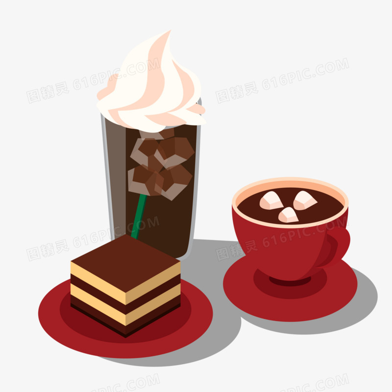 卡通手绘棕色咖啡奶茶杯插画元素
