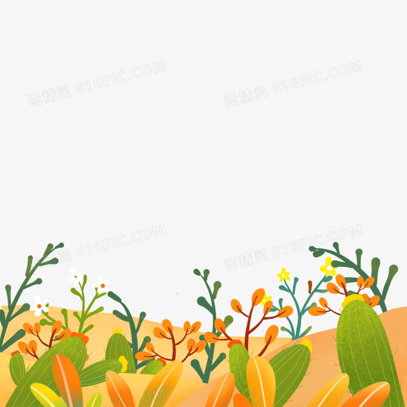 手绘秋天植物秋景装饰元素