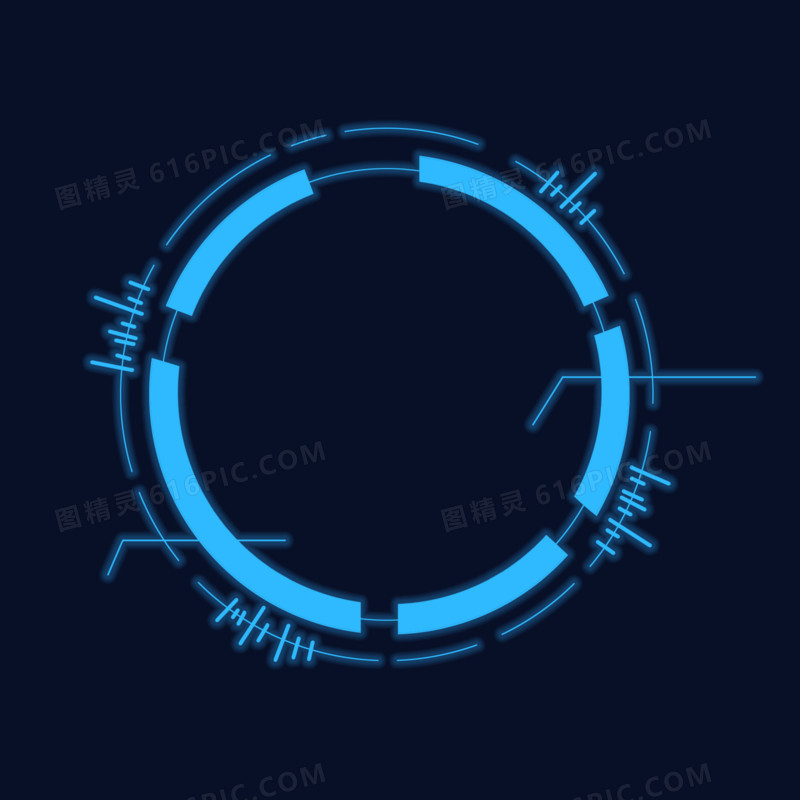 蓝色科技边框免抠