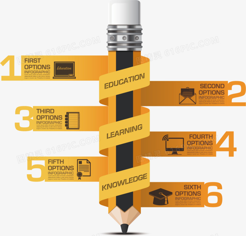 铅笔商务信息图表矢量素材