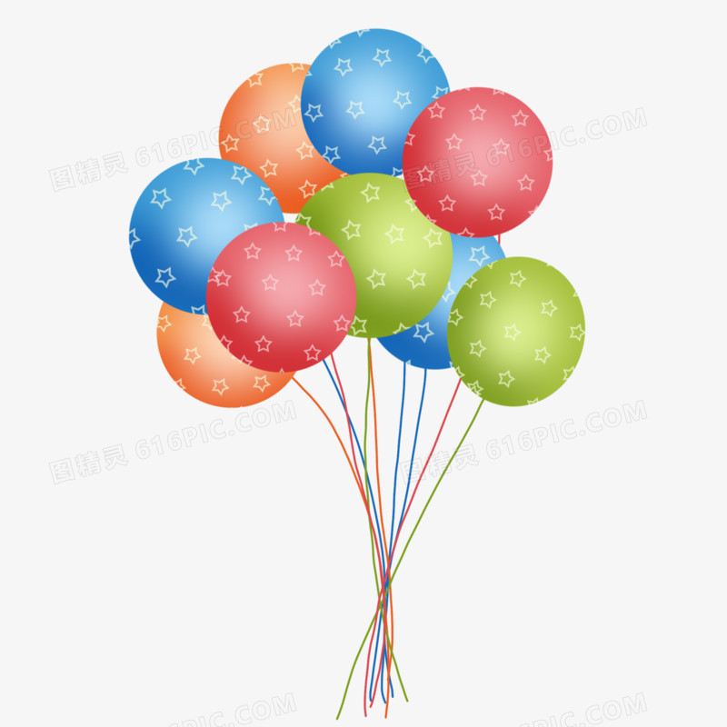 卡通手绘生日气球装饰元素