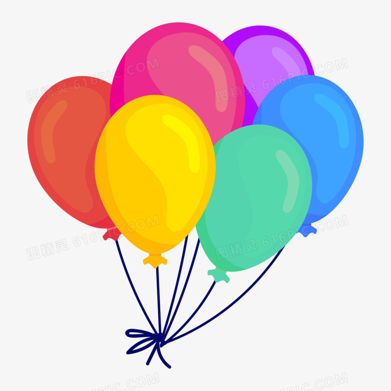 卡通手绘彩色气球免抠装饰元素