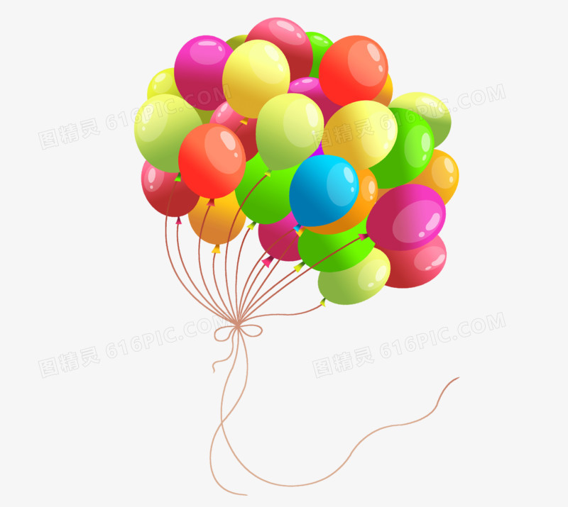手绘一簇彩色气球庆祝素材