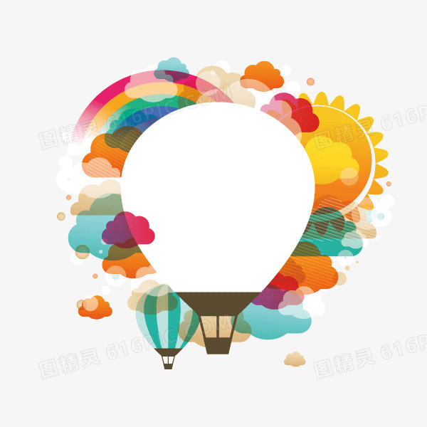 文案背景元素 热气球 装饰图案 扁平化 彩色
