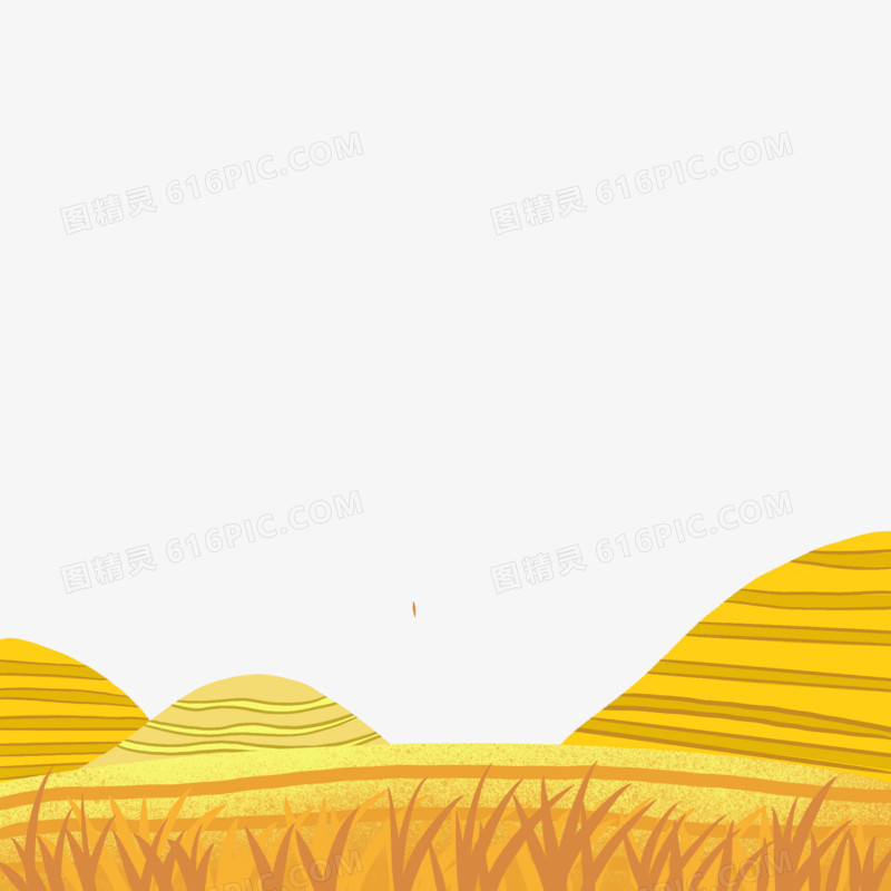 卡通手绘秋天丰收黄色稻田免抠元素