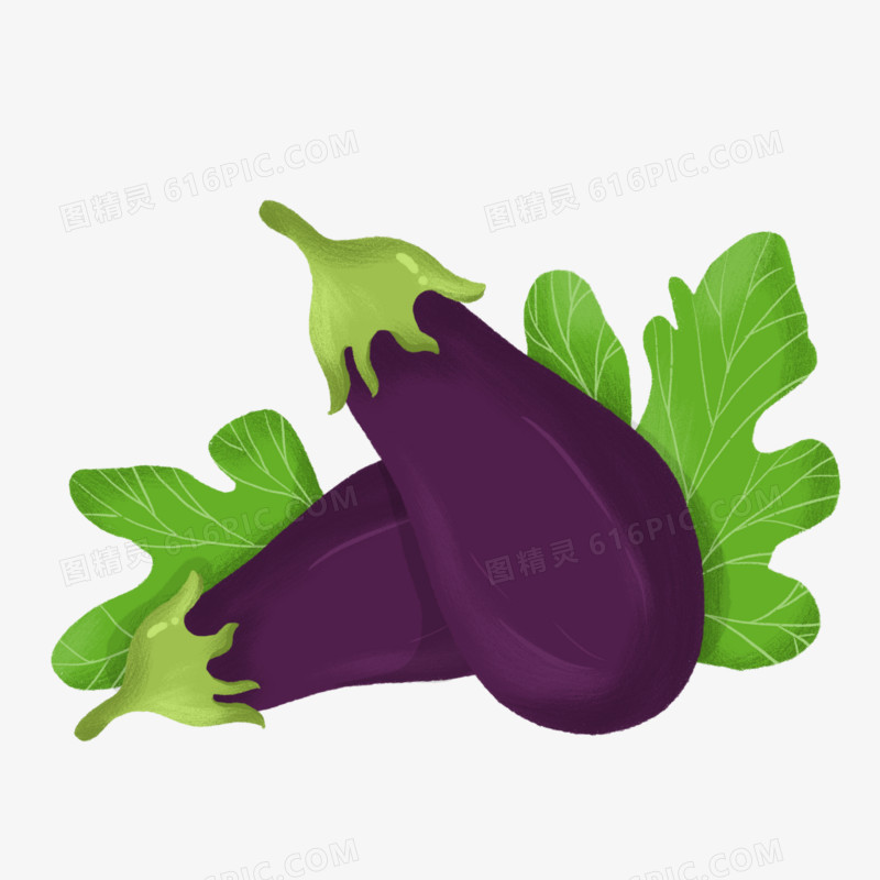 卡通手绘蔬菜茄子元素