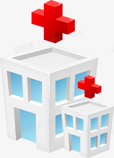 手绘红十字医院图案
