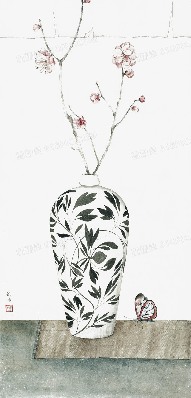 关键词:             花瓶树叶花瓶陶瓷树枝中国画工笔画
