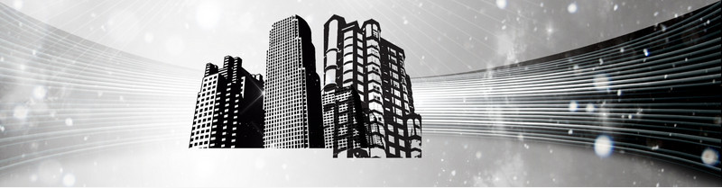 黑白色发光城市海报