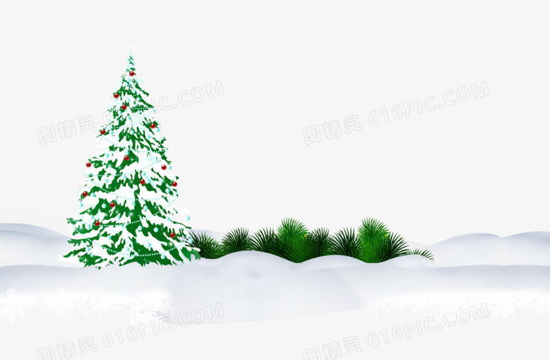手绘圣诞树雪花装饰