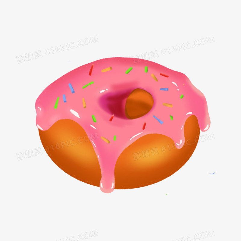 卡通手绘粉色写实甜甜圈免抠素材