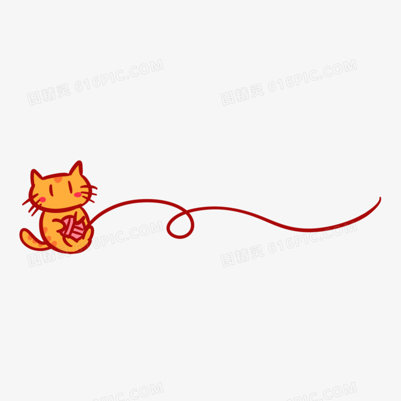卡通手绘毛线球猫猫分割线装饰元素