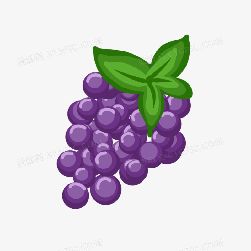 卡通手绘紫葡萄元素