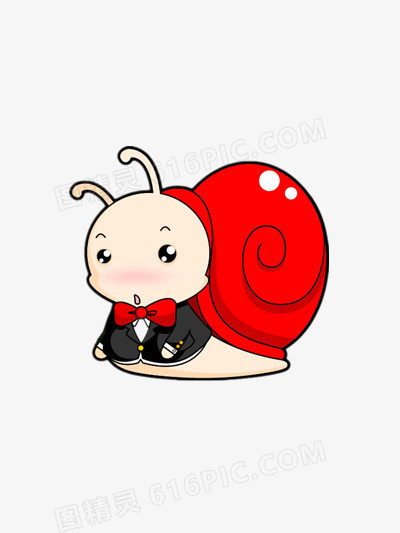 一只绅士的可爱卡通蜗牛