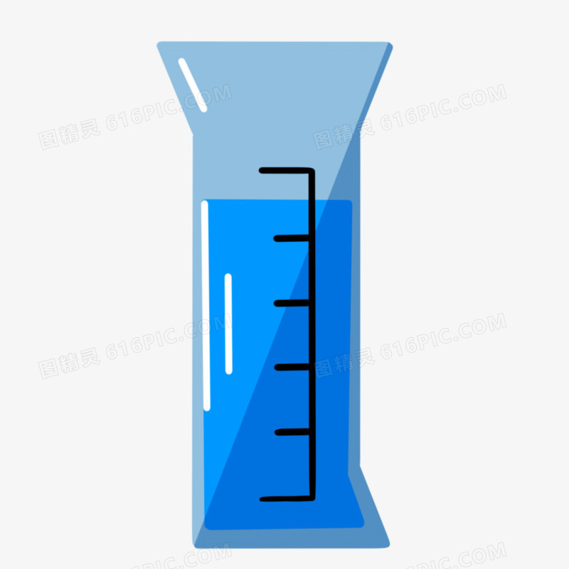 手绘扁平手绘蓝色量筒元素