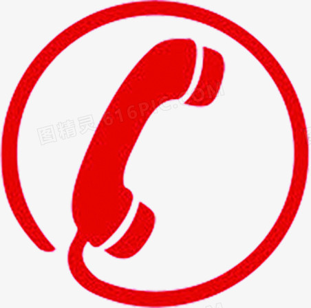 红色线条电话图标