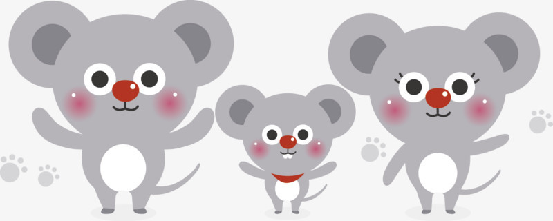 卡通可爱动物老鼠一家