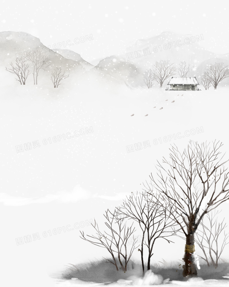 黑白雪景