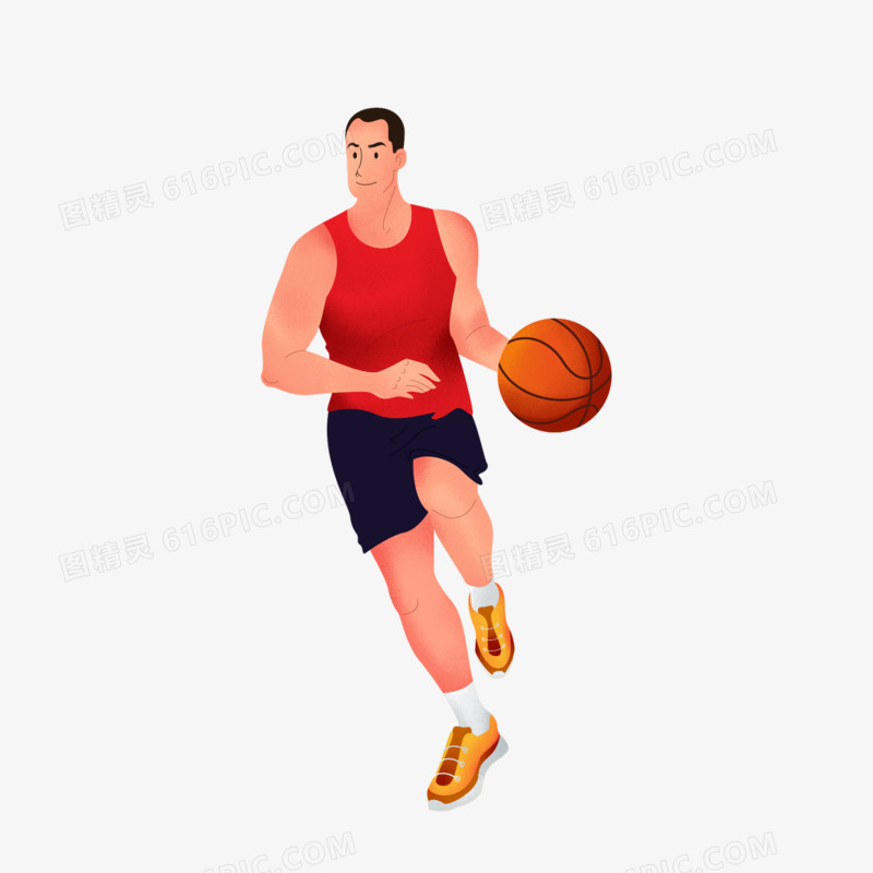 卡通手绘打篮球运动免抠素材