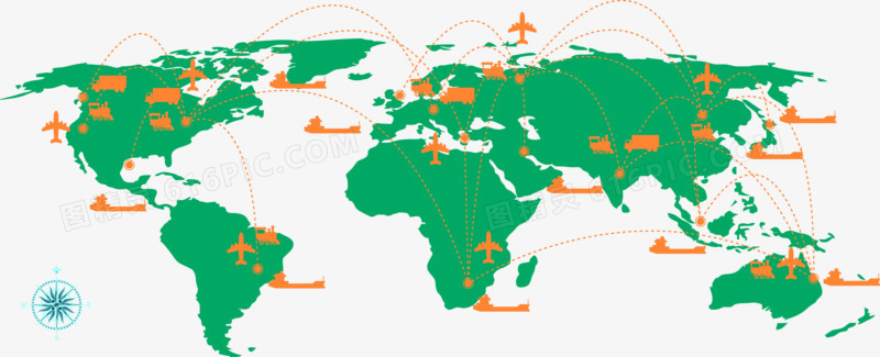 矢量绿色世界地图素材商务金融