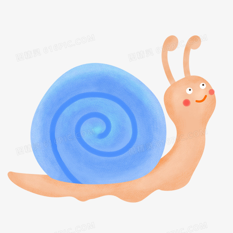 卡通蓝色蜗牛动物免抠元素