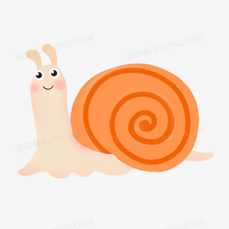 手绘小动物素材蜗牛插画元素