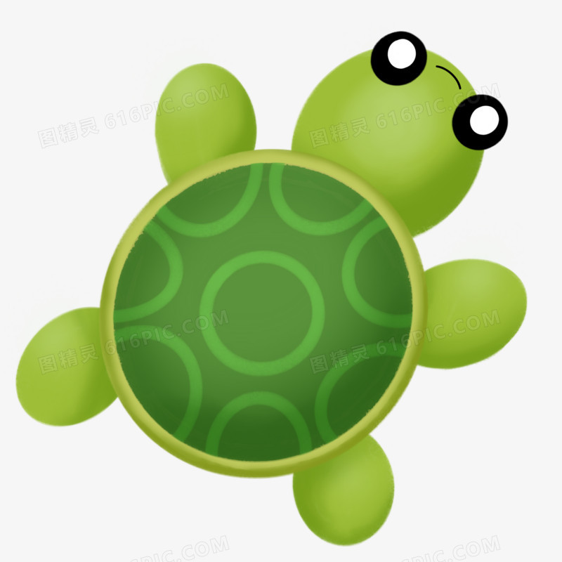 绿色手绘卡通小乌龟免抠元素