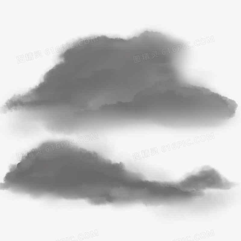 手绘漂浮的乌云元素