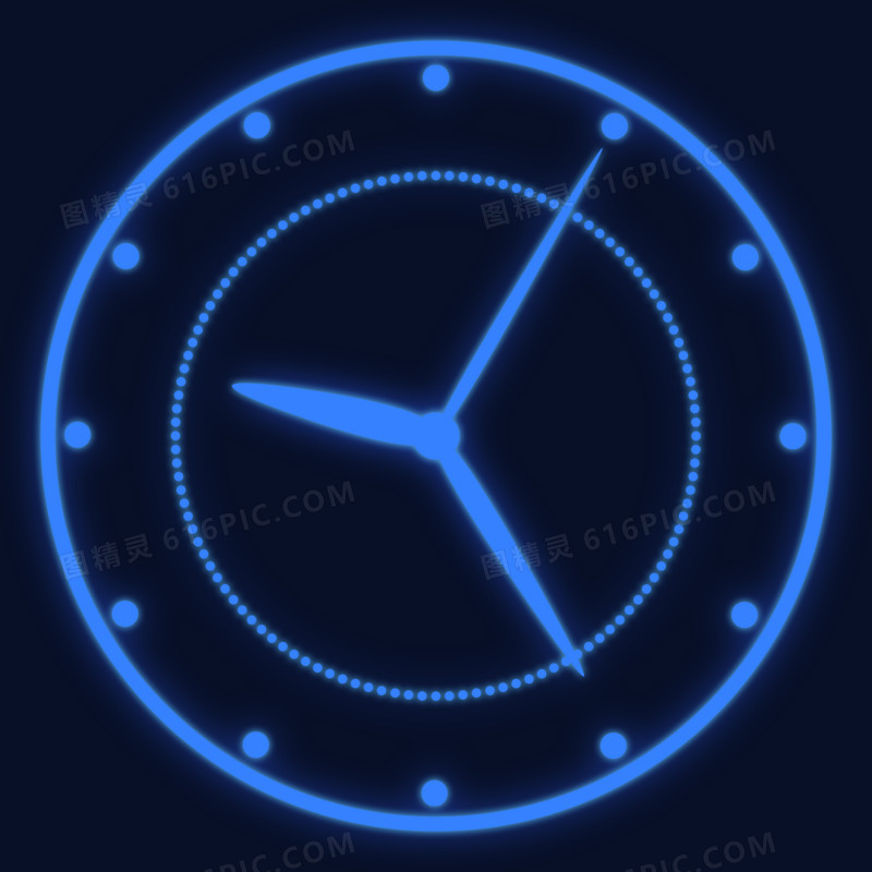 蓝色简约光效科技感时钟效果元素
