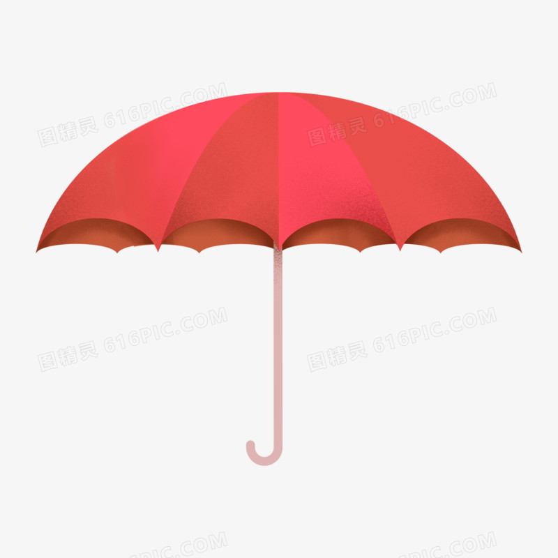 卡通手绘大红雨伞免抠元素