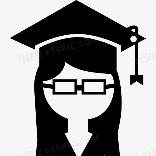 带毕业帽的女大学生图标