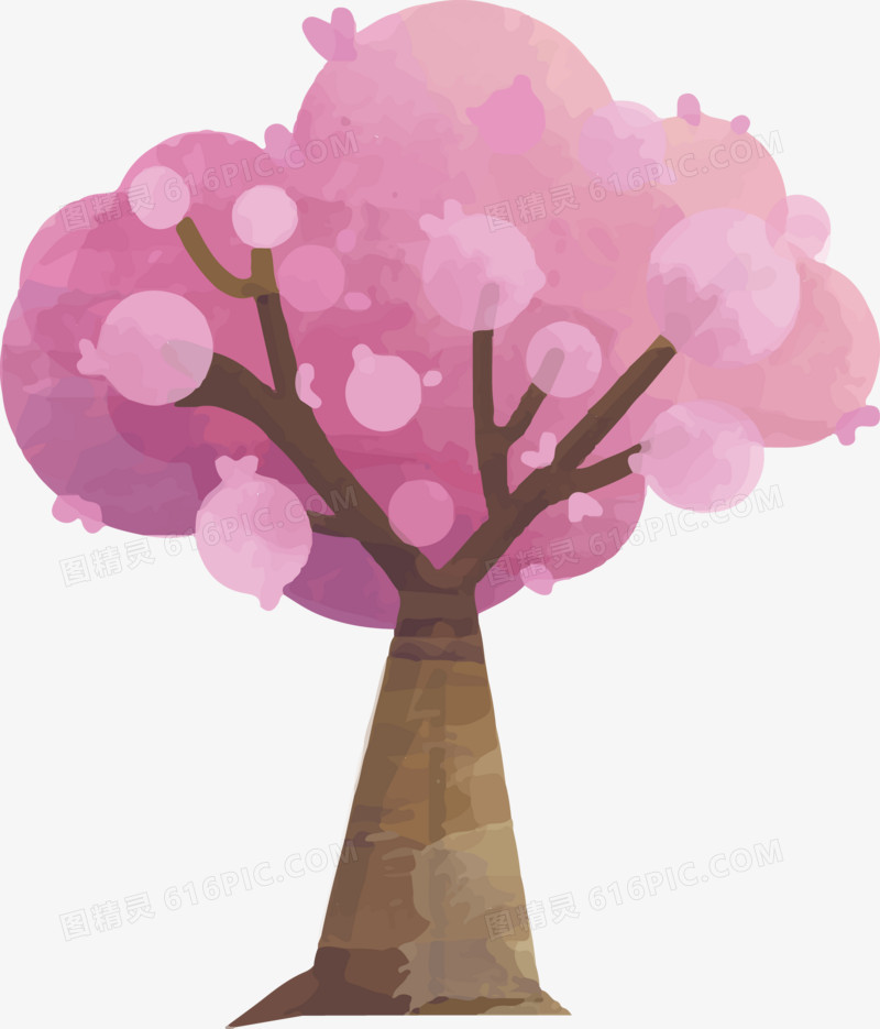 粉色樱花树矢量素材