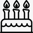 黑色线条蛋糕蜡烛图标
