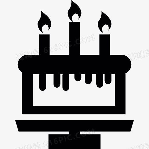 生日蛋糕三根蜡烛图标