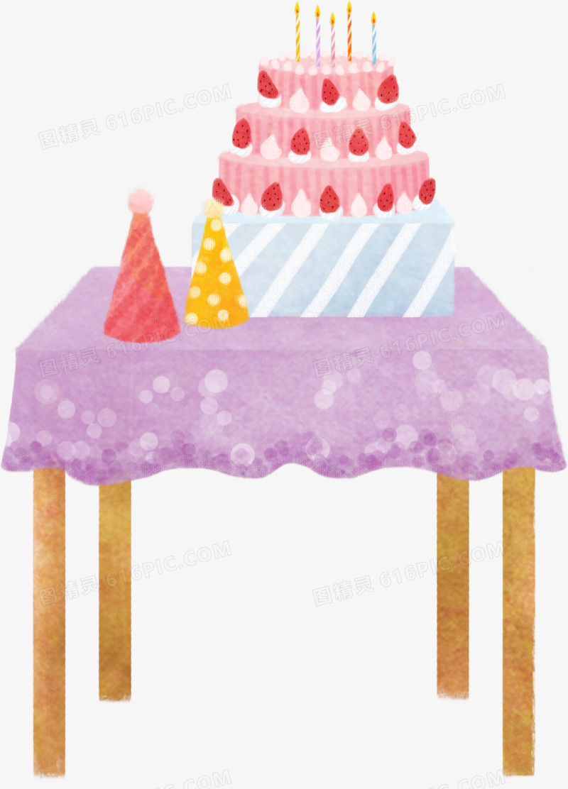 合成手绘水彩过生日蛋糕